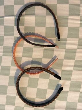 Kids Braided Headband Set - Peach and Brown